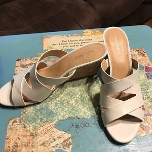 Nine West white wedge heel sandal